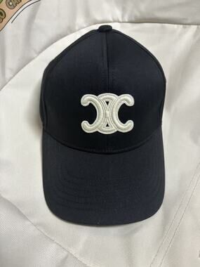Celine Triomphe Logo Embroidered Black Baseball Cap